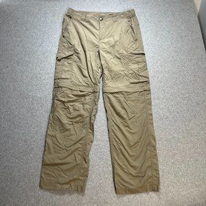 Columbia Pants Mens 32x30 Beige Cargo Elastic Waist Omni Shade Convertible Hike